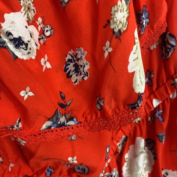 Women’s Plus Size Torrid Floral Ruffle Babydoll Top, 3/3X, Red/Floral - Picture 2 of 8